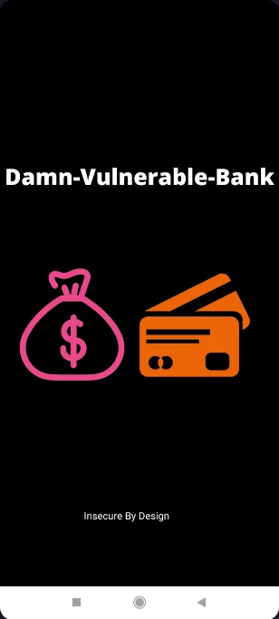 MobLizer mirroring a live device: the Damn-Vulnerable-Bank splash screen.